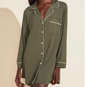 Eberjey Gisele Sleep Shirt - Olive/Light Rose